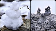 Su's snowman - and the more permanent 'rockmen'